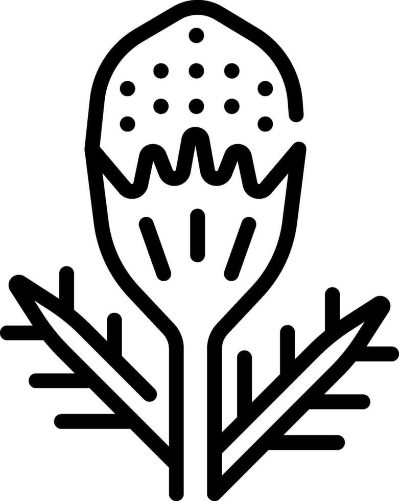 A black and white illustration of a thistle flower vector