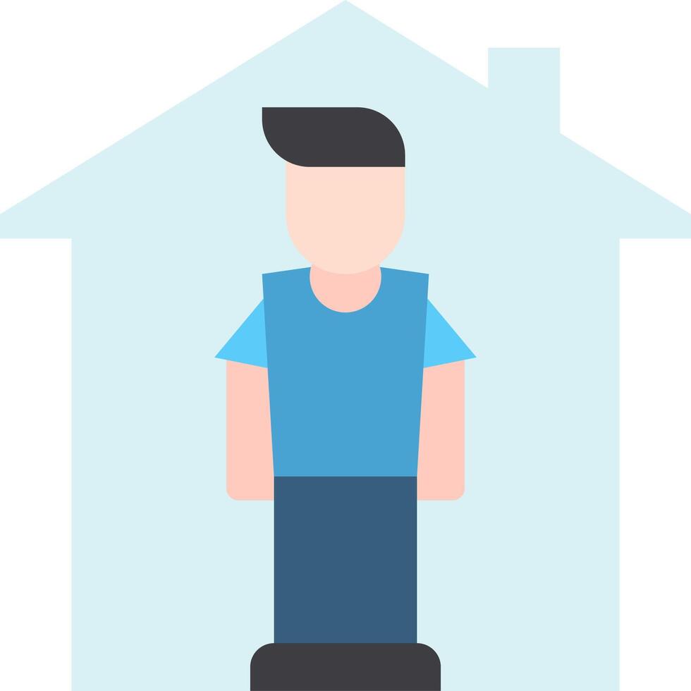 A man standing in front of a house with a blue background vector