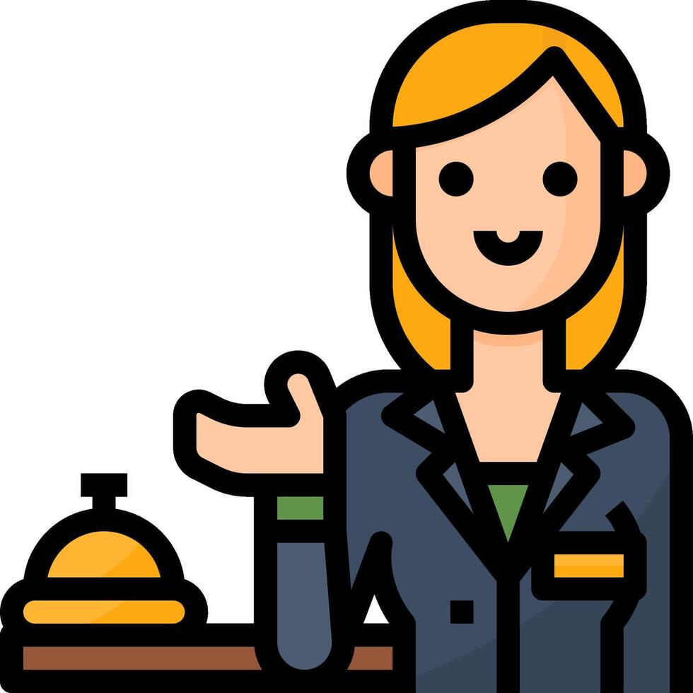 A woman in a suit holding a phone and a bell vector