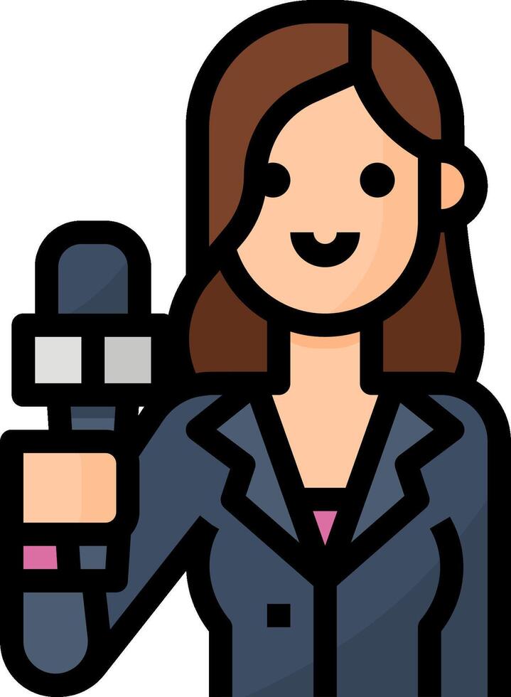 A cartoon woman holding a microphone vector