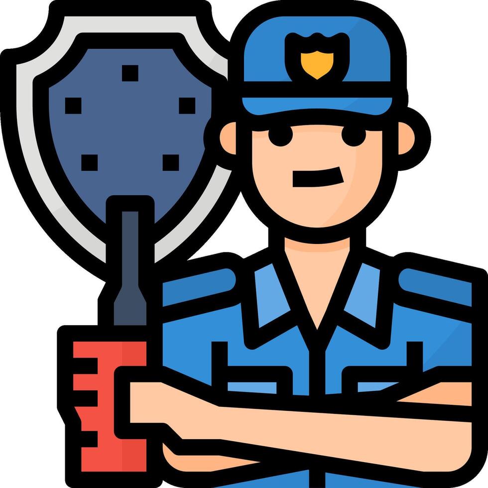 A police officer holding a shield and a baseball bat vector
