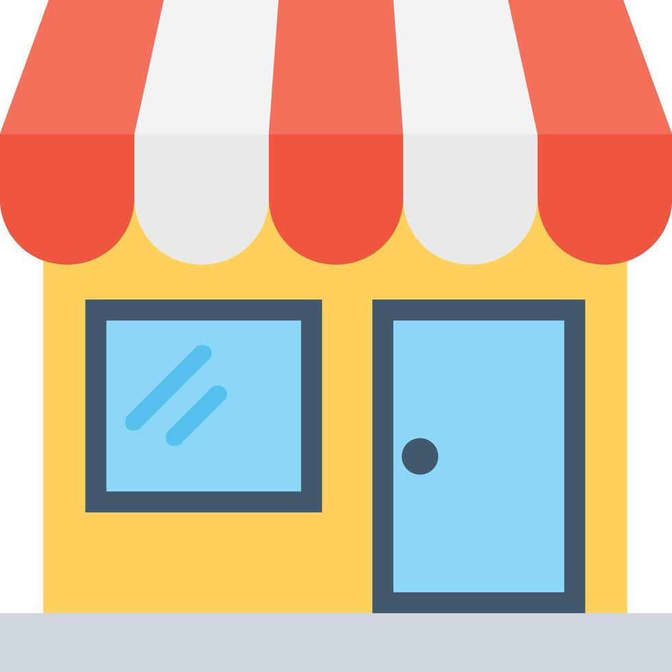 A small business store with a red awning vector