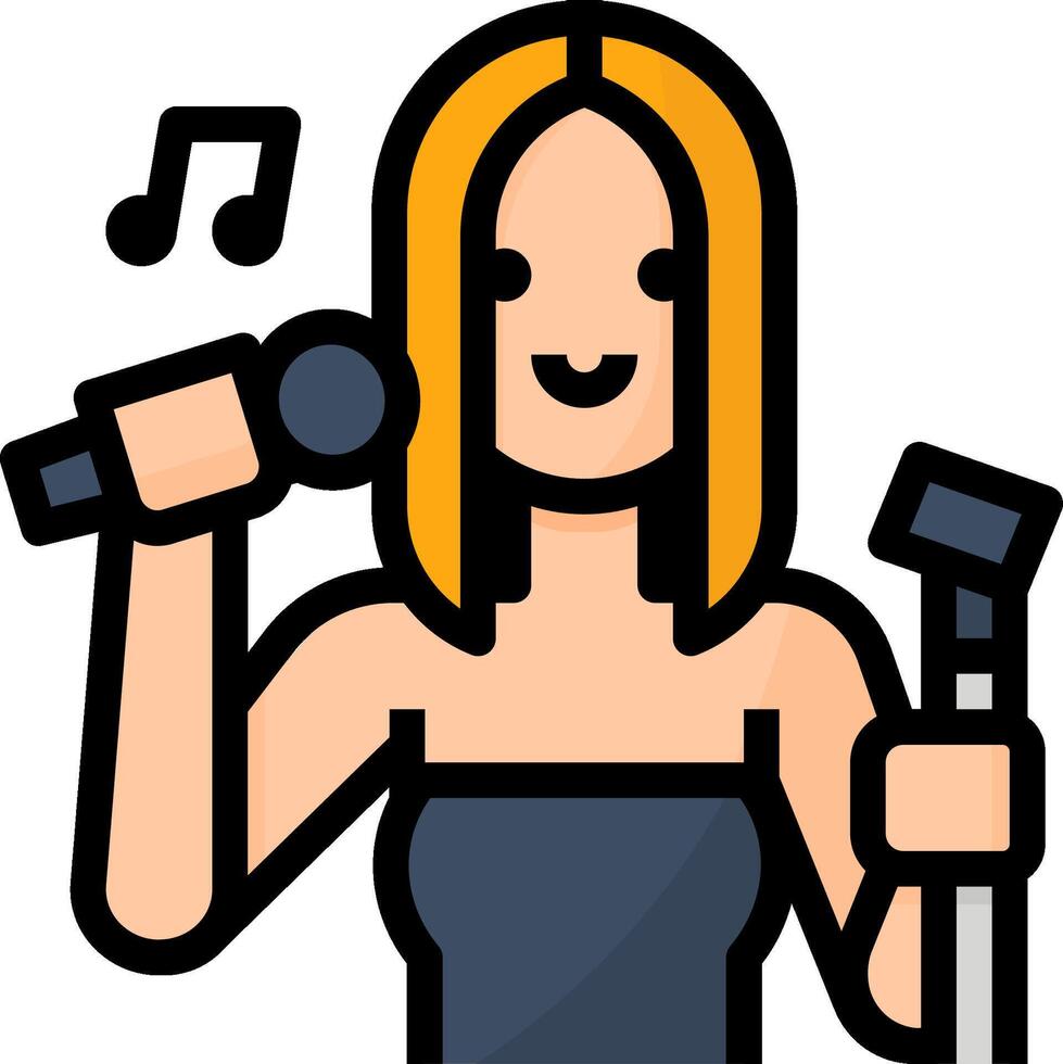 A cartoon woman singing with a microphone vector