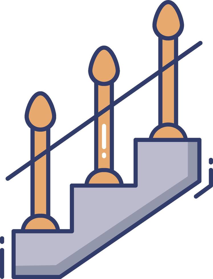 A stairway with three steps and a handrail vector
