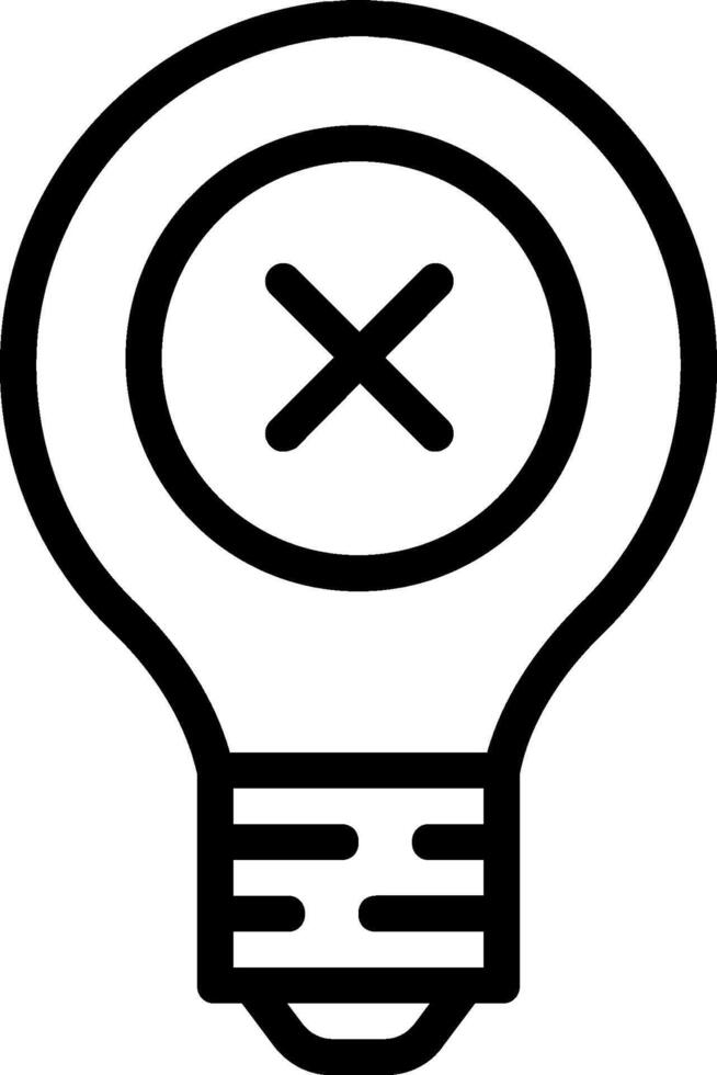 A light bulb with an x on it vector