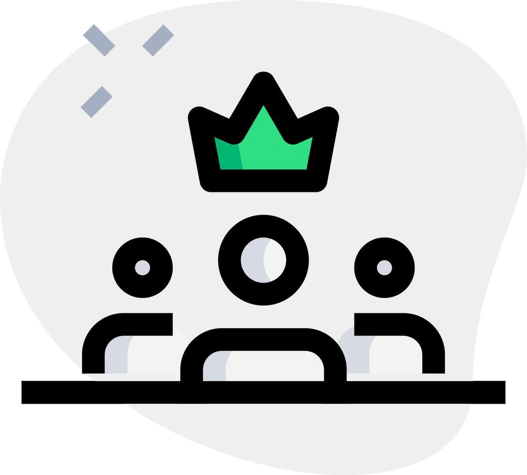 A green crown icon with people sitting at a table vector