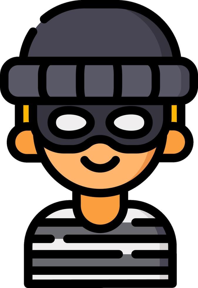 A cartoon thief with a mask on his face vector