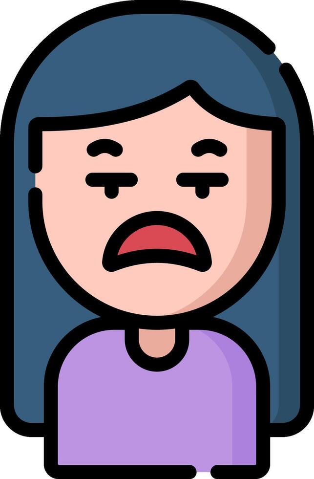 A cartoon woman with a sad face vector