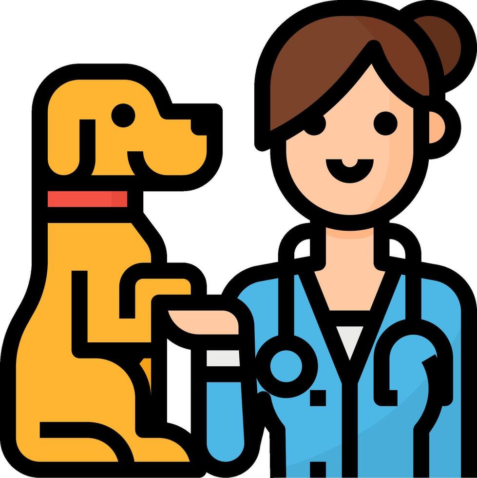 A woman in a blue coat is holding a dog vector