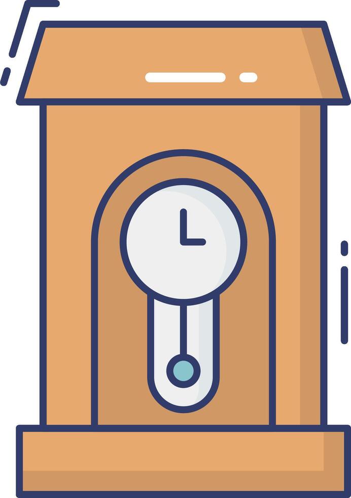 A clock in a wooden box with a white face vector