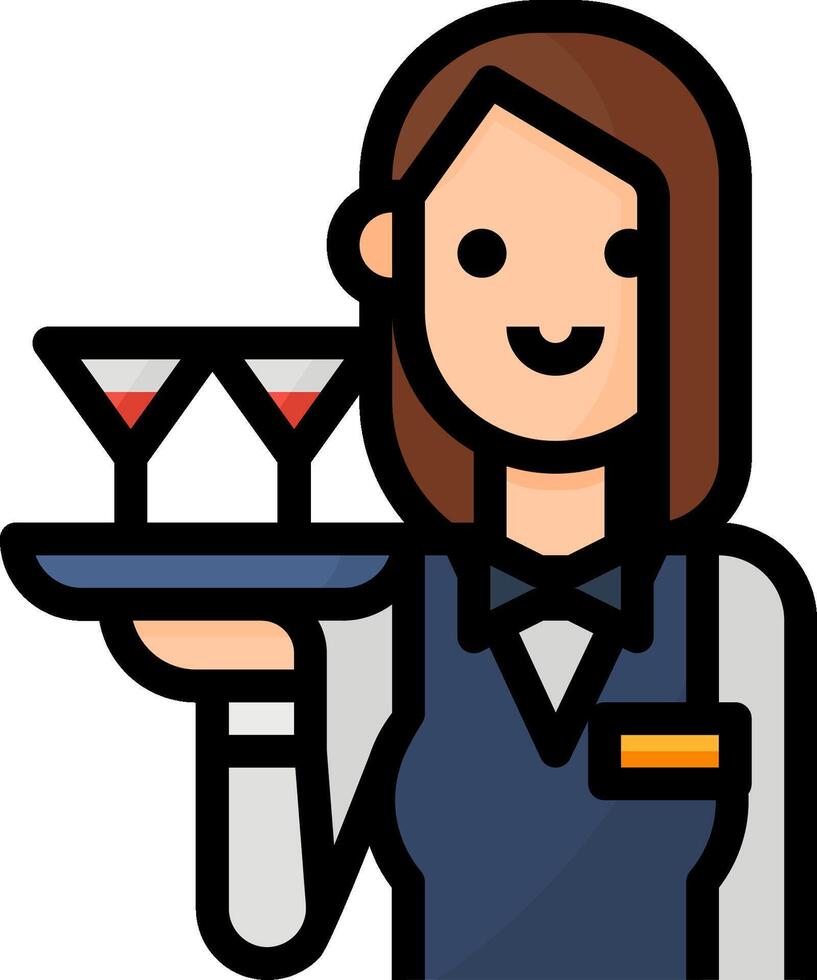 A woman with a tray of drinks and a smile vector