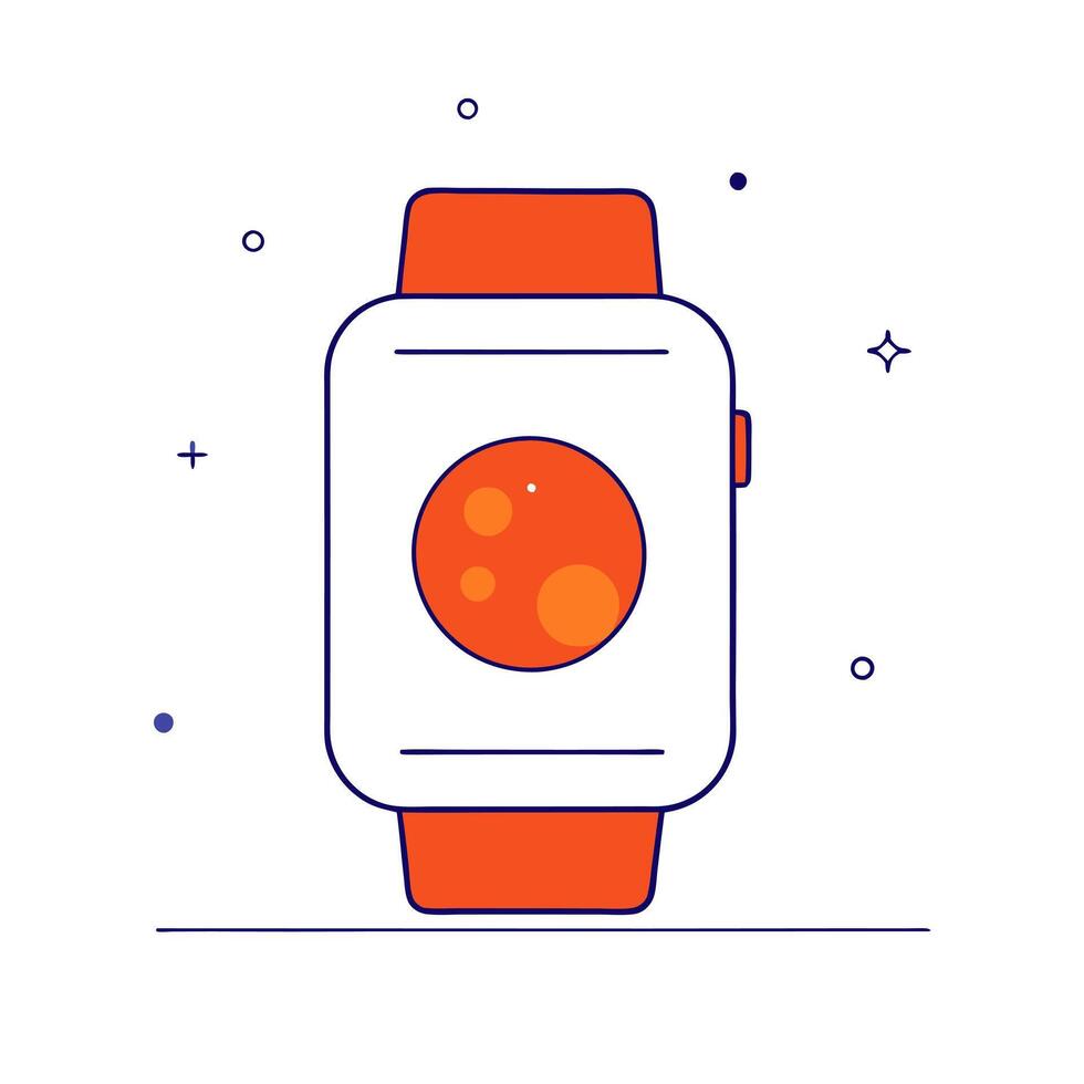 Smartwatch with Holographic Moon and Stars vector
