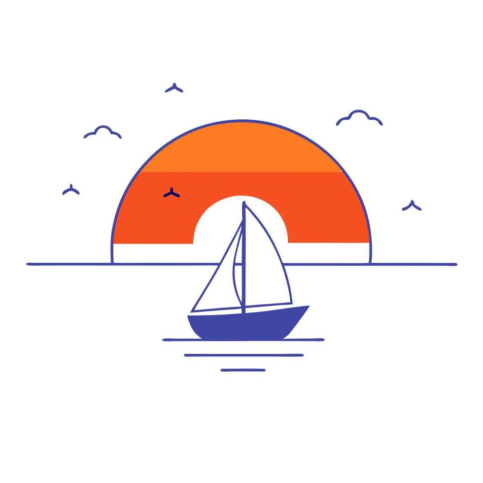 Sailor on Glossy Ocean at Twilight vector