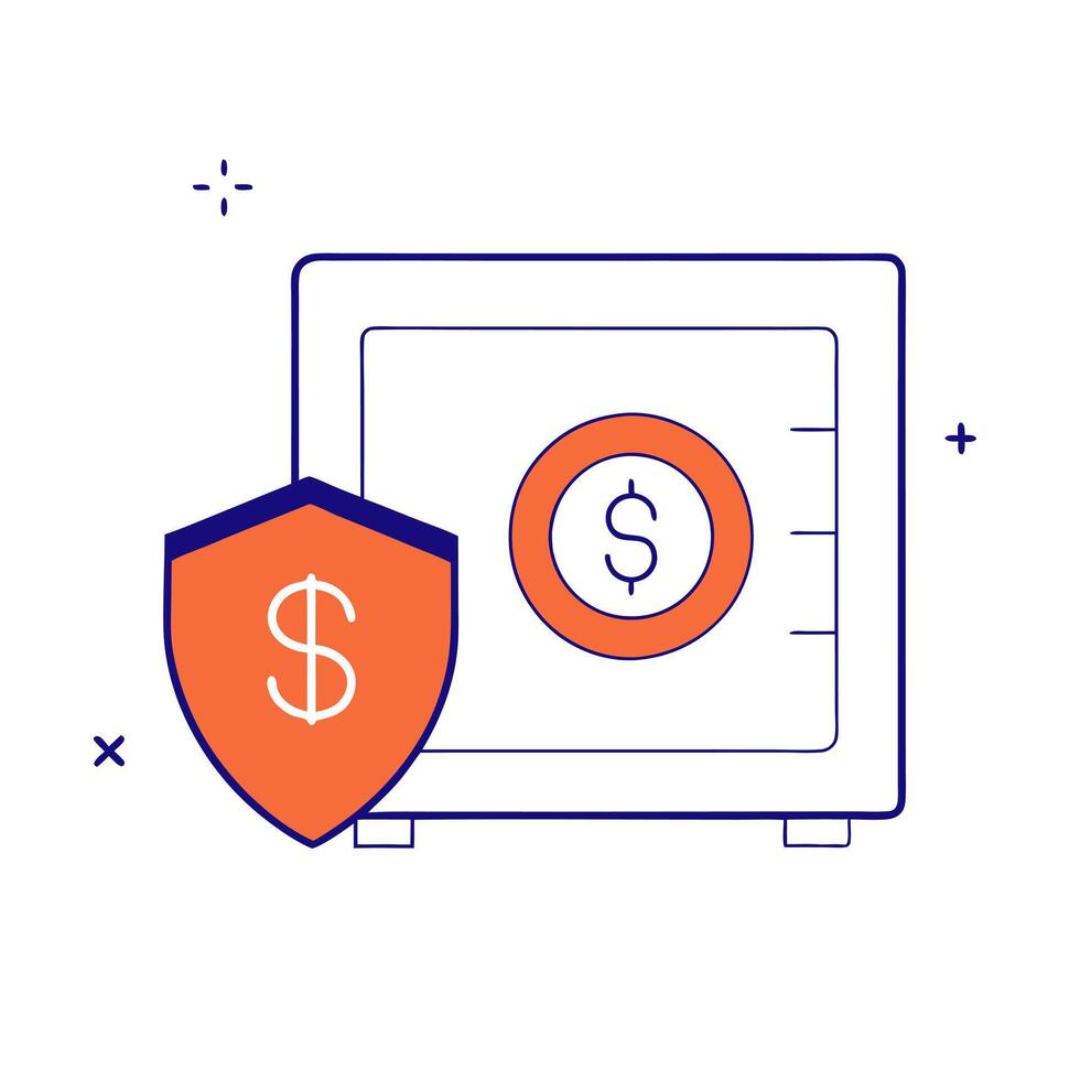Safe and dollar sign with the word Protect isolated on a white background vector