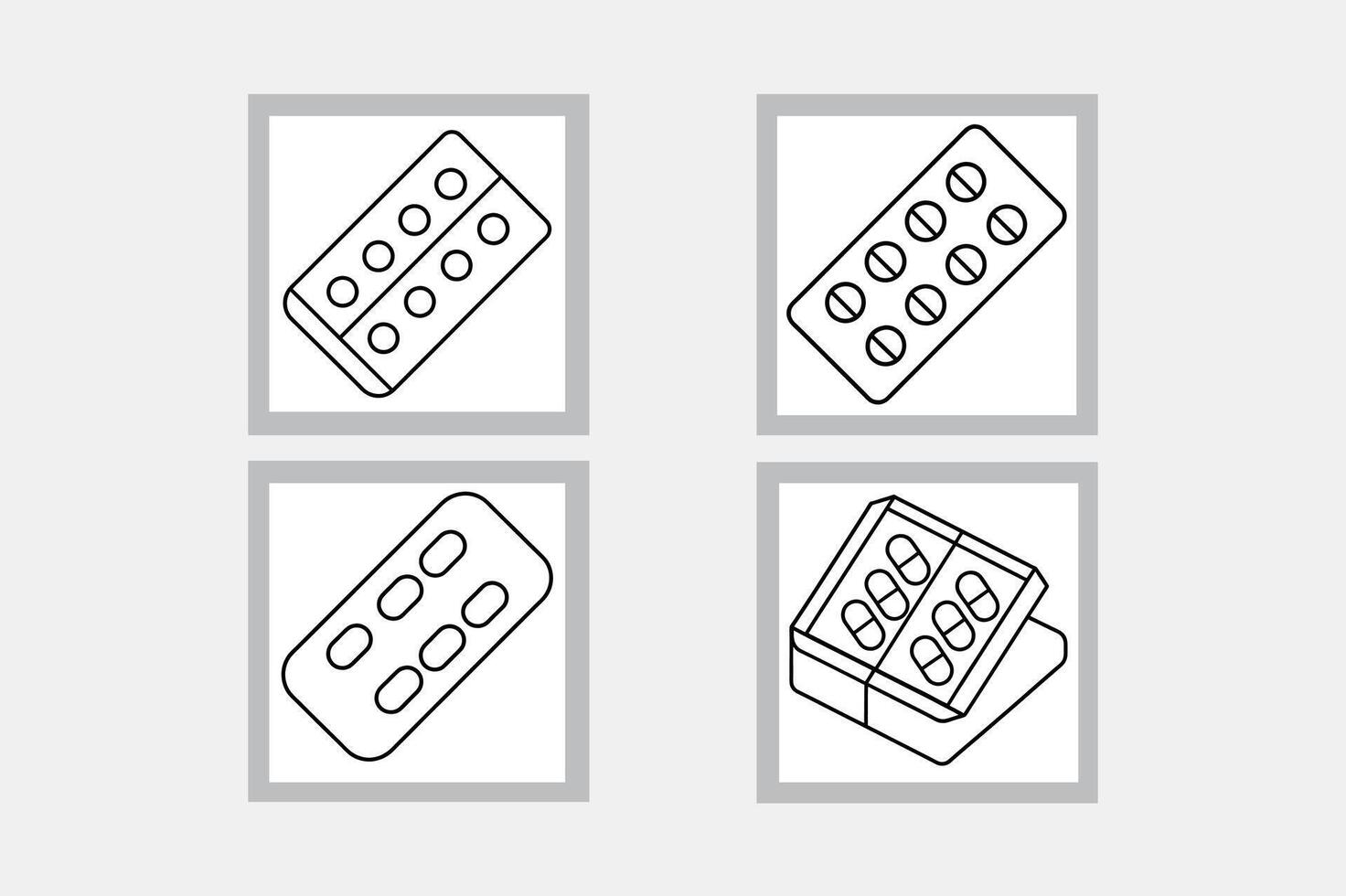 Line Art Icon of a Blister Pack of Pills Illustration vector