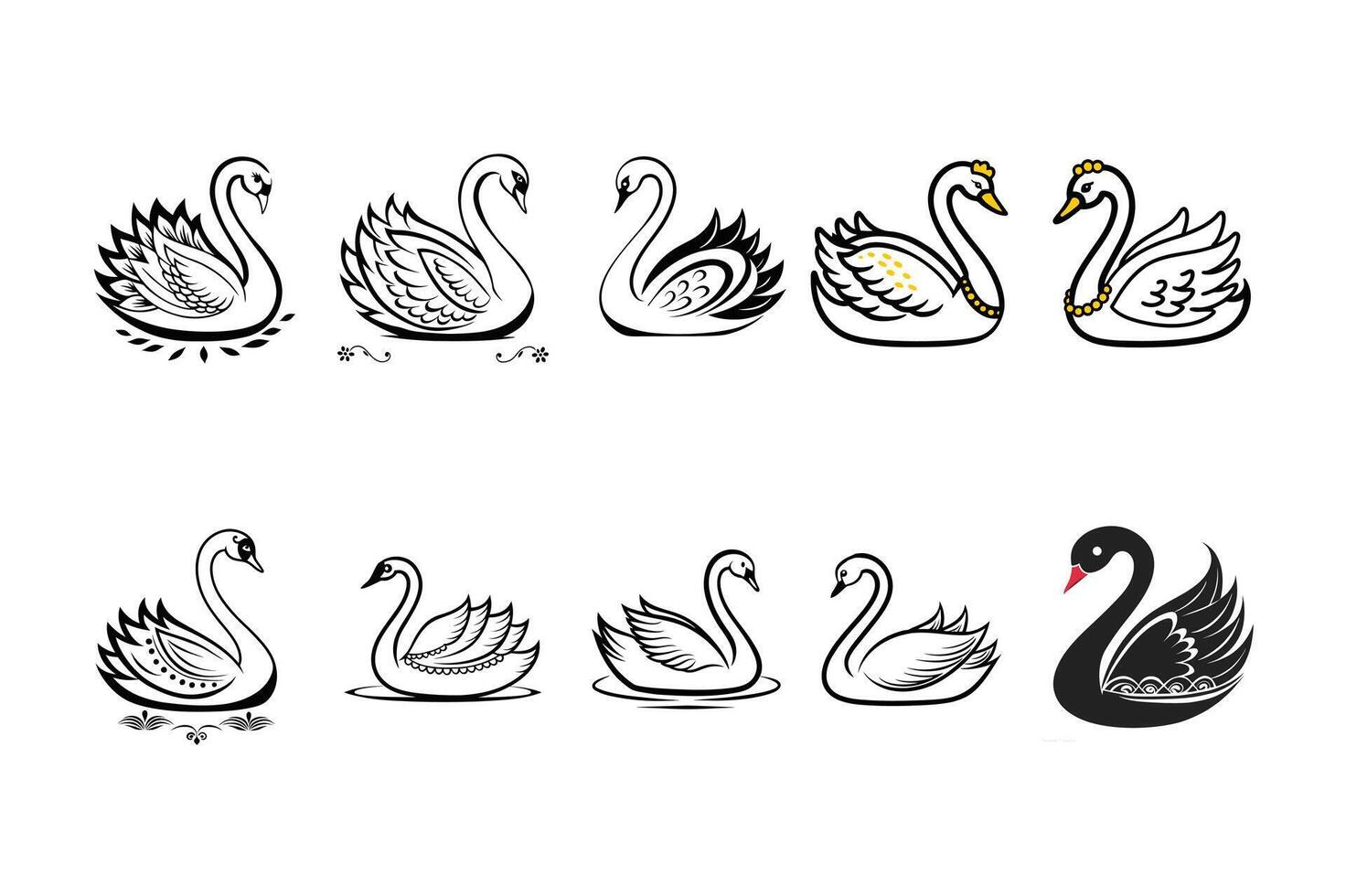 Stylish Swan Elegant Black and White Art Illustration vector