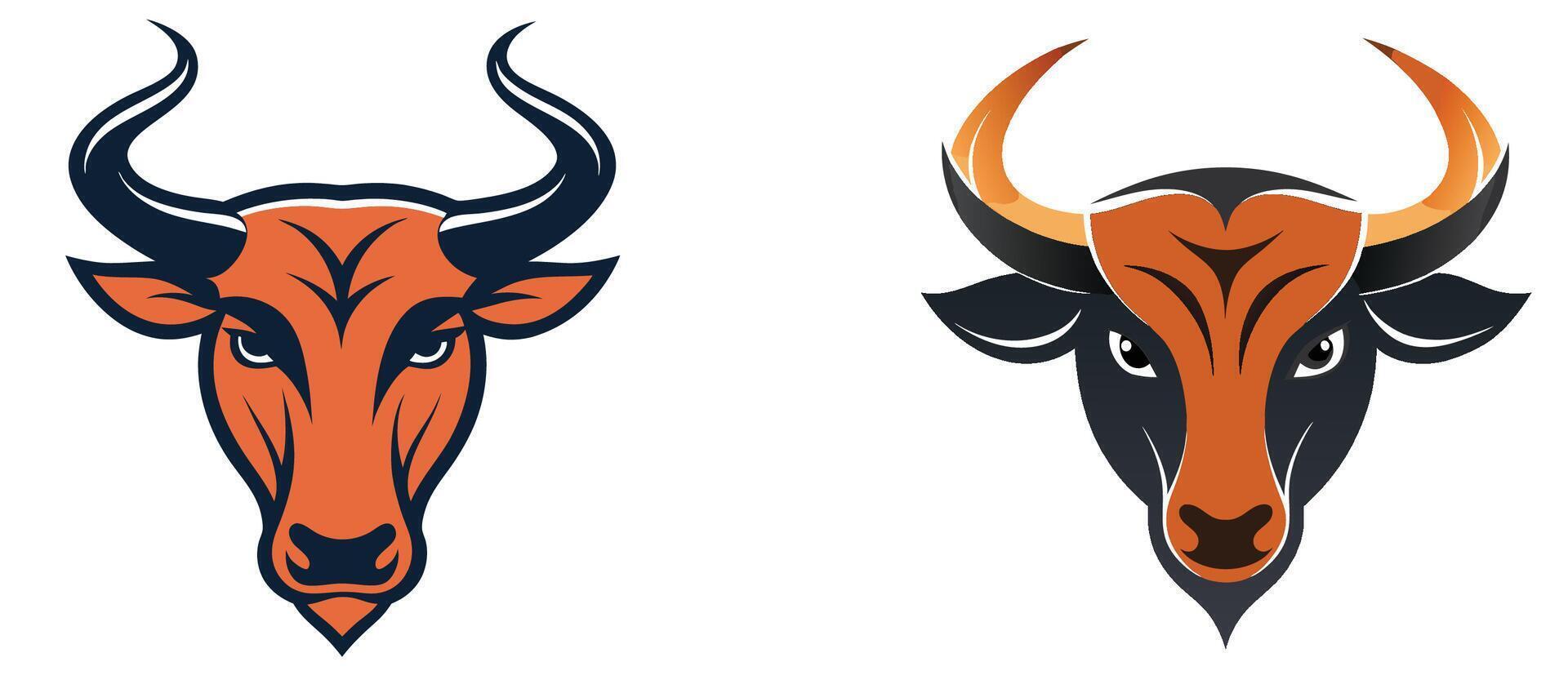 Bold Bullhead Silhouette with Extended Horns Modern Art vector