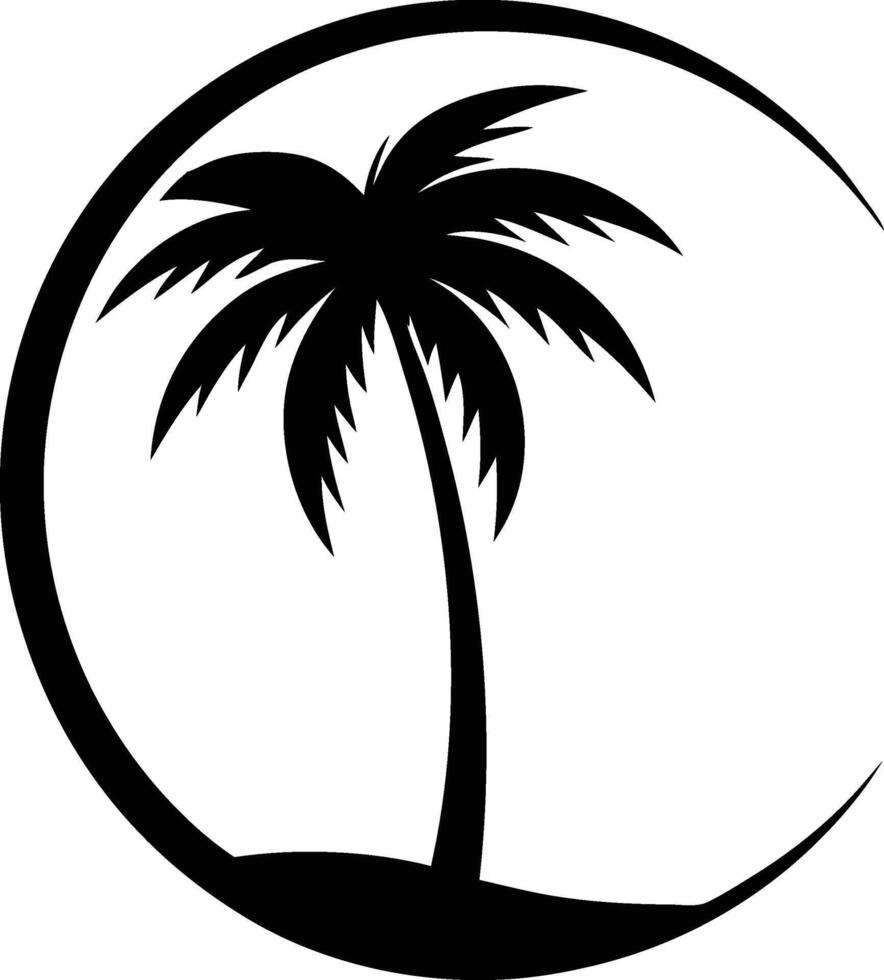 Exotic Tropical Logo Design with Palm Tree Silhouette vector