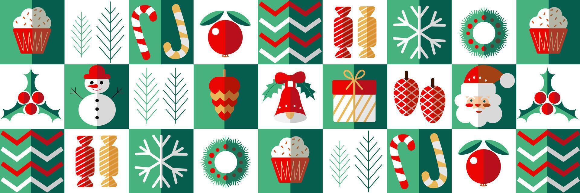 a christmas pattern with many different items vector