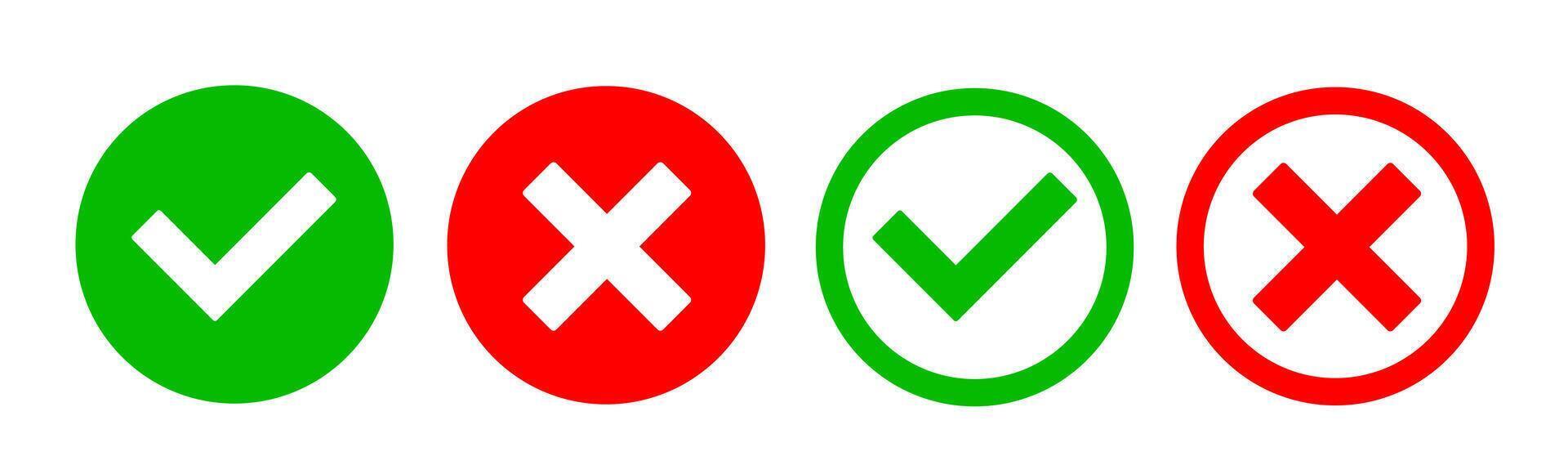 Yes or no symbol. four different check marks on a white background vector