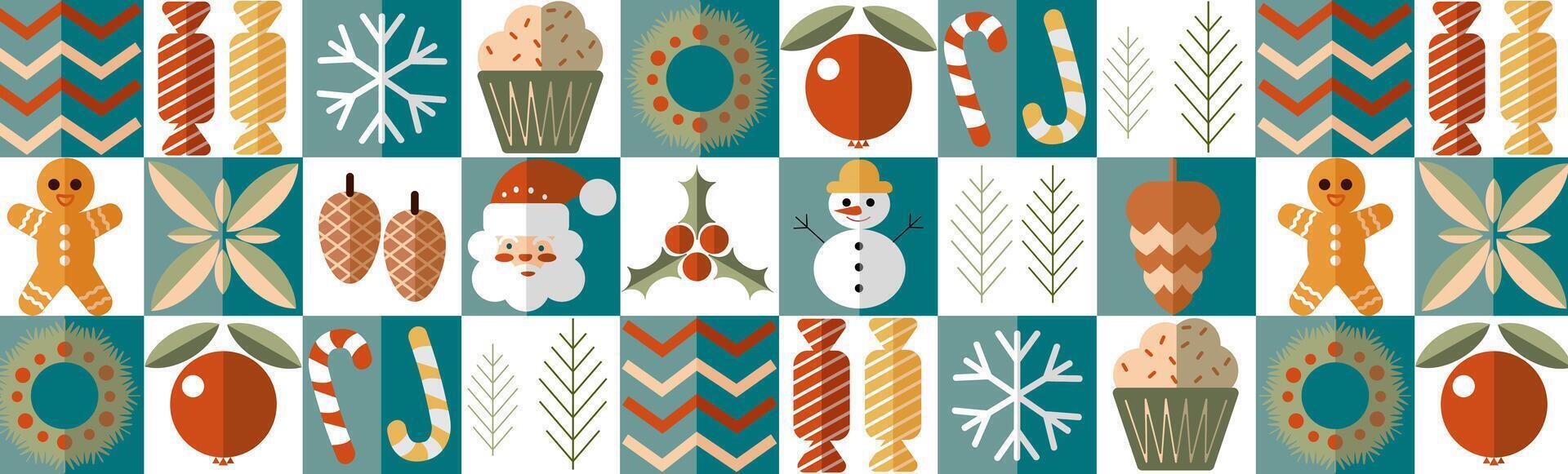 a pattern with various christmas items on it vector