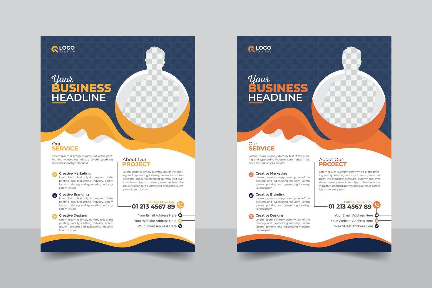 Agency poster design, With two image, Abstract and modern colorful flyer design. vector