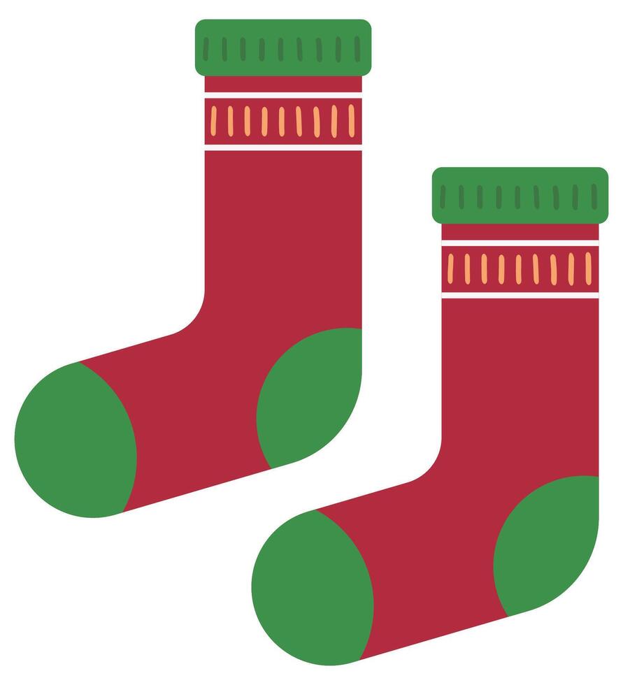 Flat of red Christmas sock on white background. vector