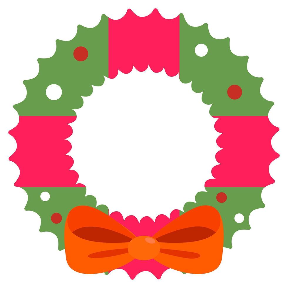 Flat icon of christmas wreath isolated on white background. vector