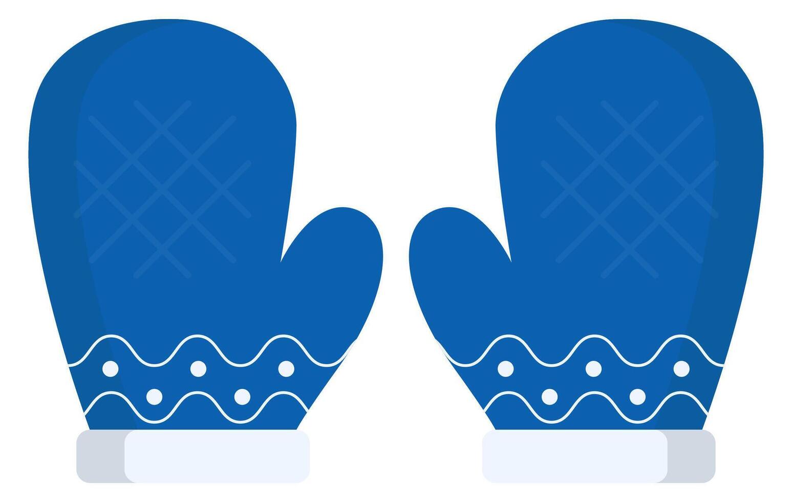 Blue knitted wool mittens flat icon isolated on white background vector