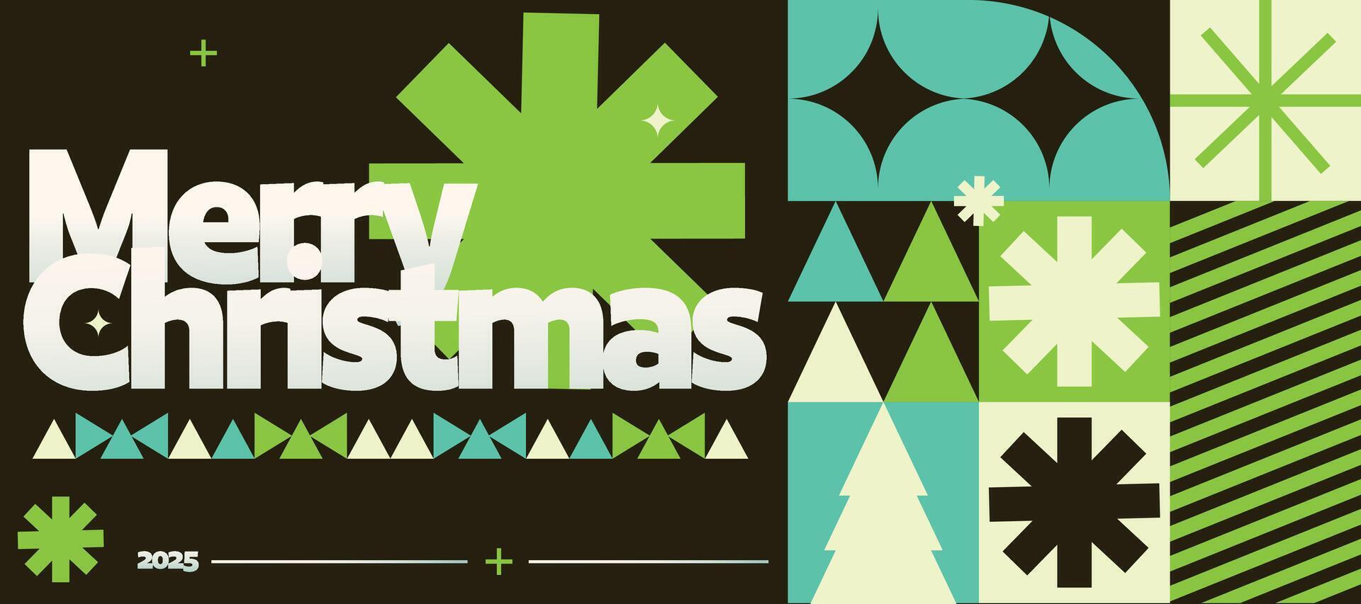 Merry Christmas and Happy New Year 2025 Modern Geometric Abstract New Trendy Design Style vector