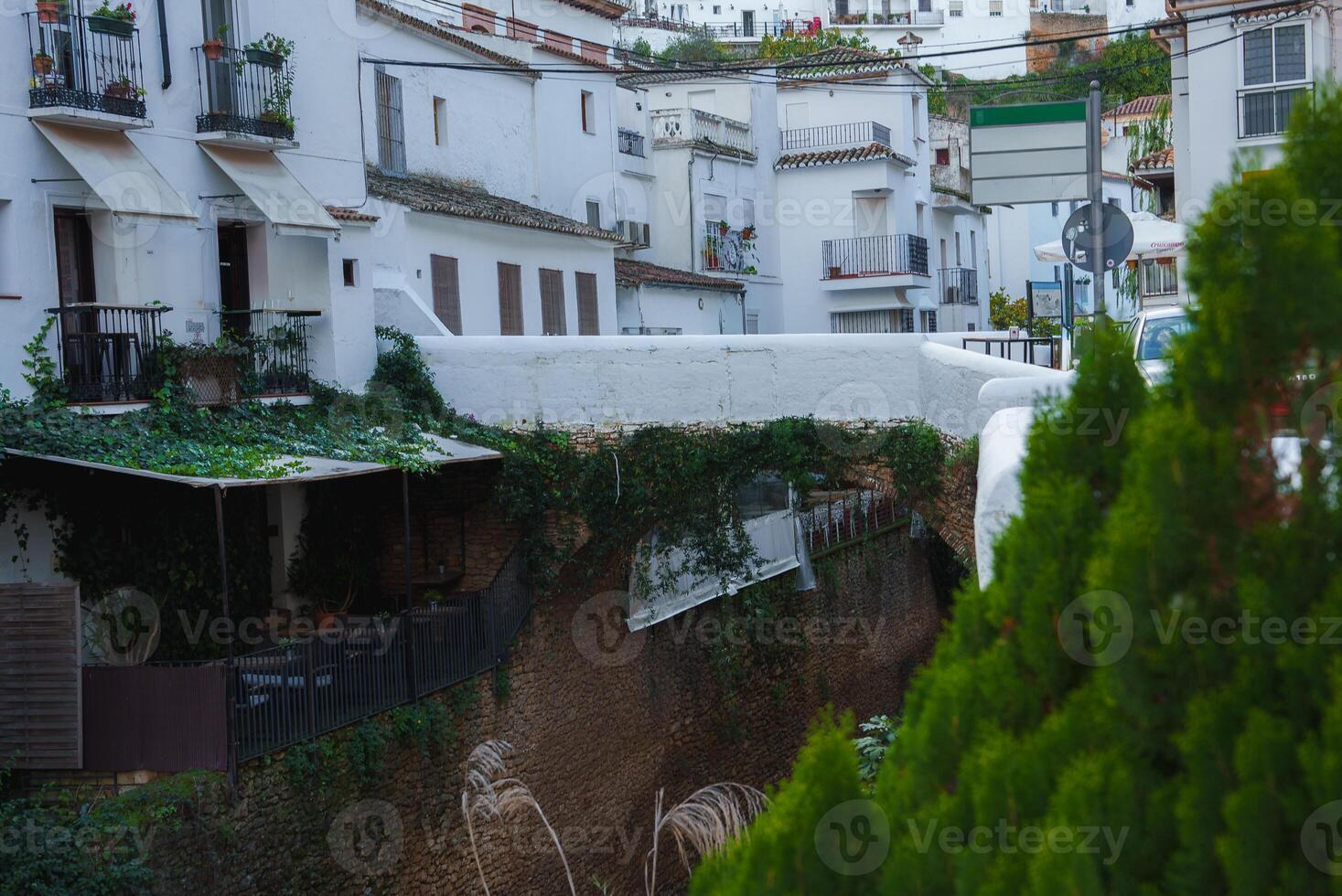 Whitewashed Houses Built into Rock Formations in Setenil De Las Bodegas photo