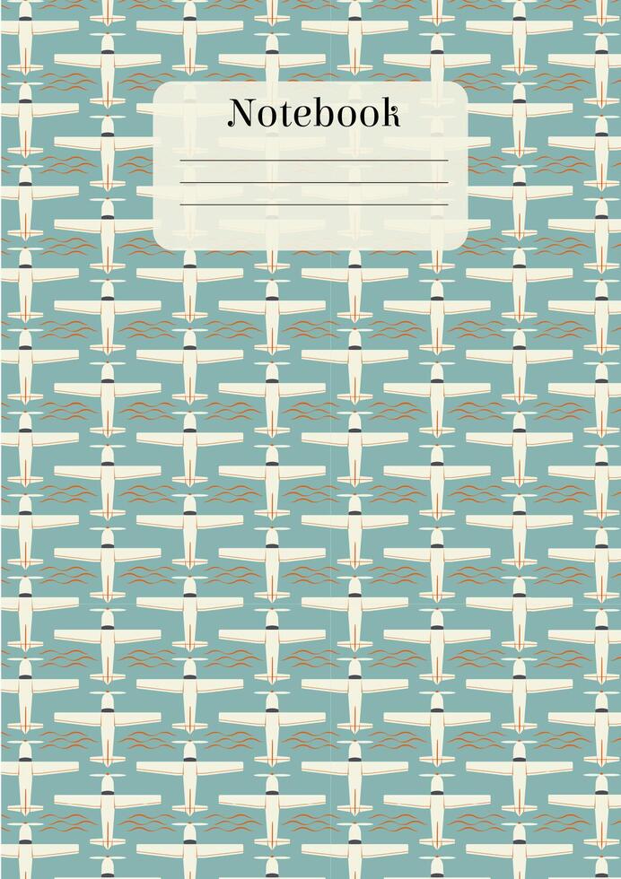 Simple school notebook cover. Diary cover page design aircraft planes illustration vector
