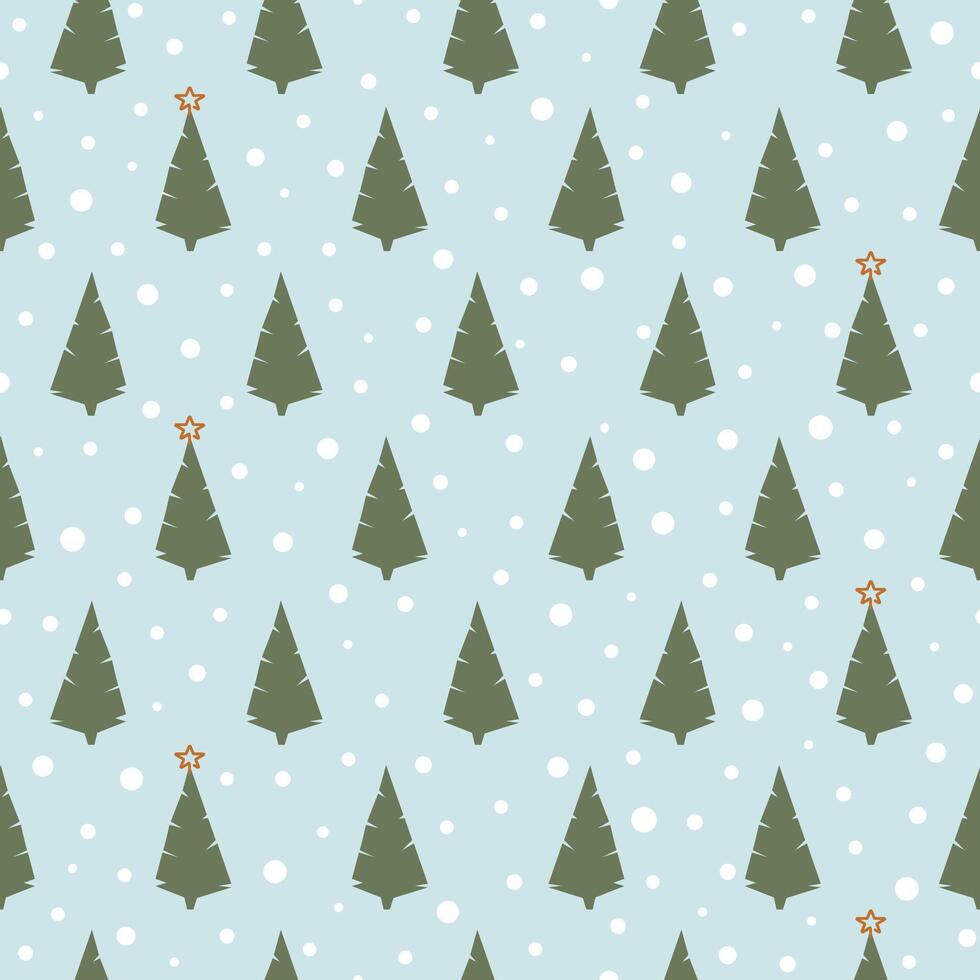 Seamless pattern with Christmas tree, snowflake, golden star. Christmas, new year design on a light background vector