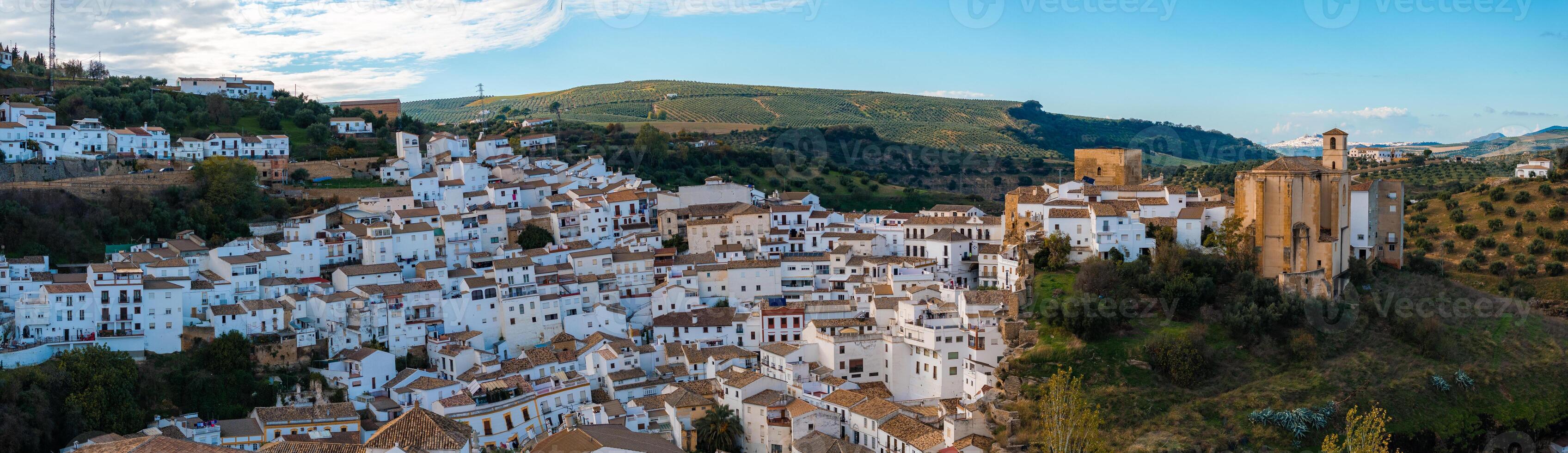 Aerial View of Setenil de las Bodegas with Cliffside Architecture photo