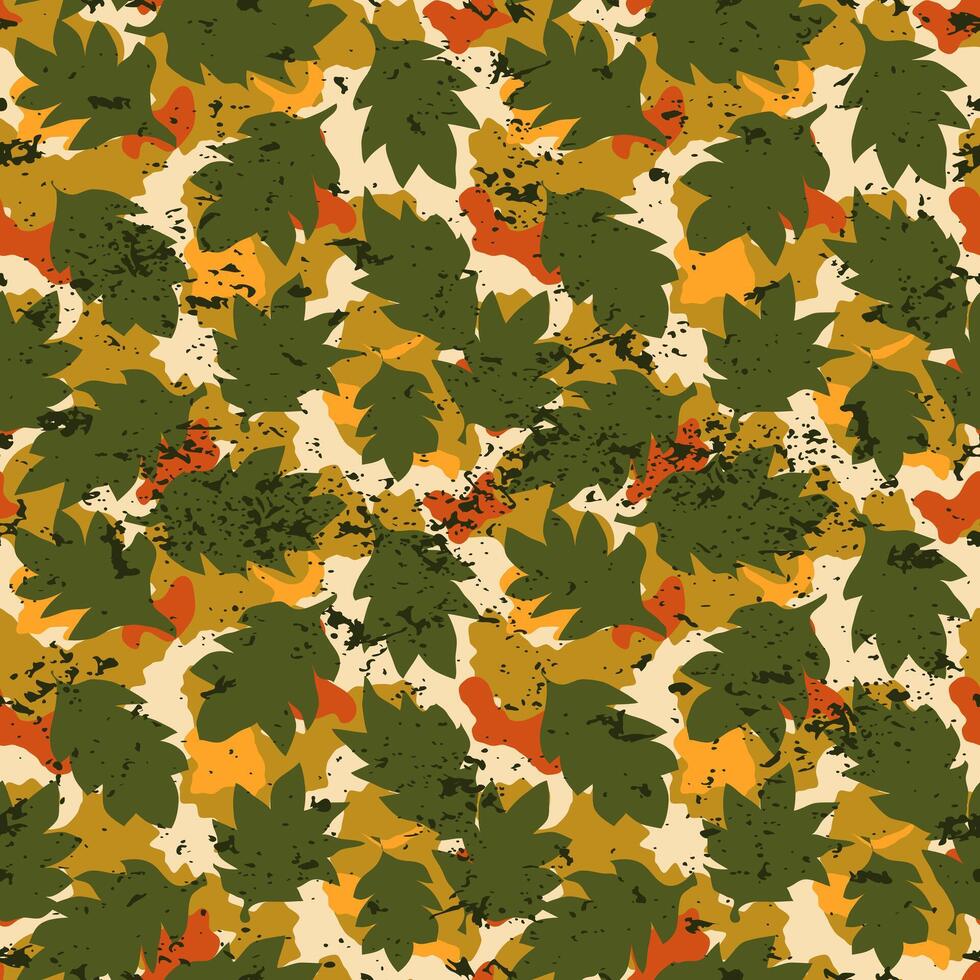 Seamless pattern multicolored camouflage leaves grunge vector