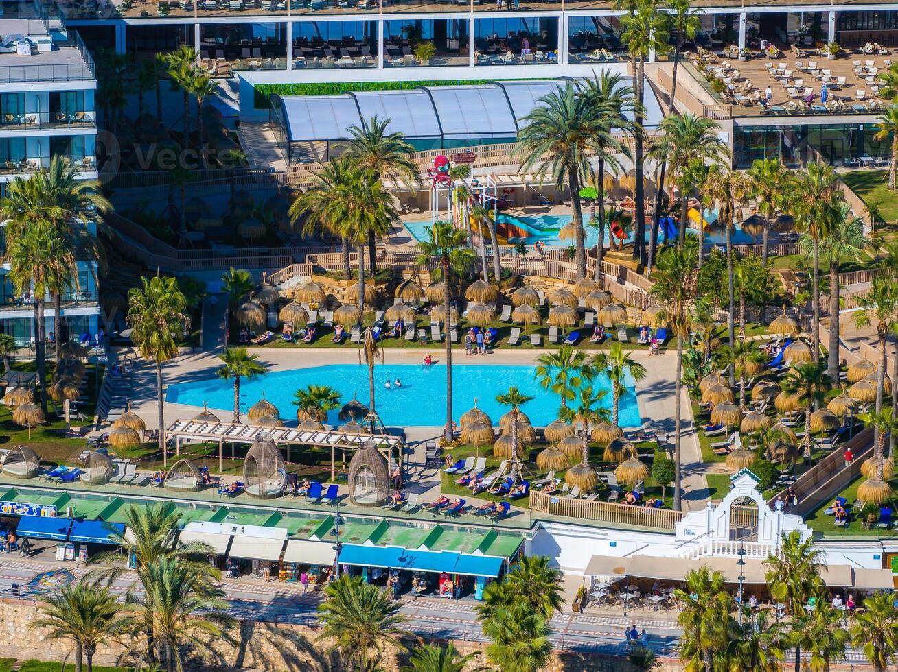Aerial View of Resort Pool Area in Benalmadena, Spain photo