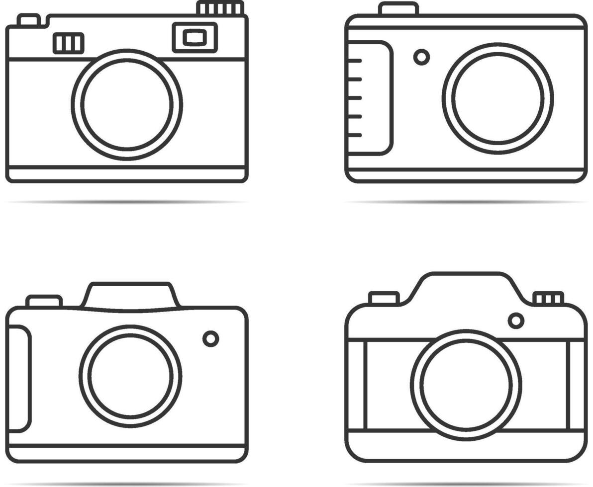 4 Camera line icons on white background vector