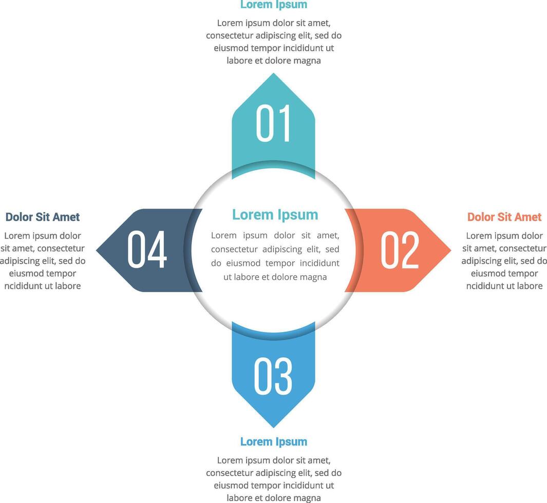 Circle infographics template with four elements, can be used as steps, options, process diagram vector