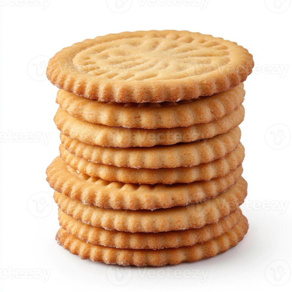 Stack of cookies isolated on white photo