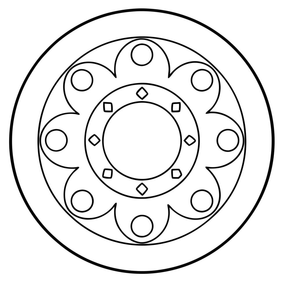 Line Art of a Circular Lunar Calendar with Intricate Details vector