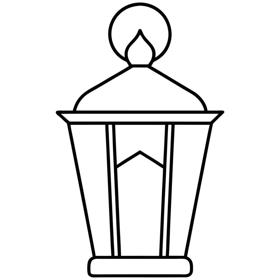 Simple Candle Lantern Outline with Decorative Edges vector