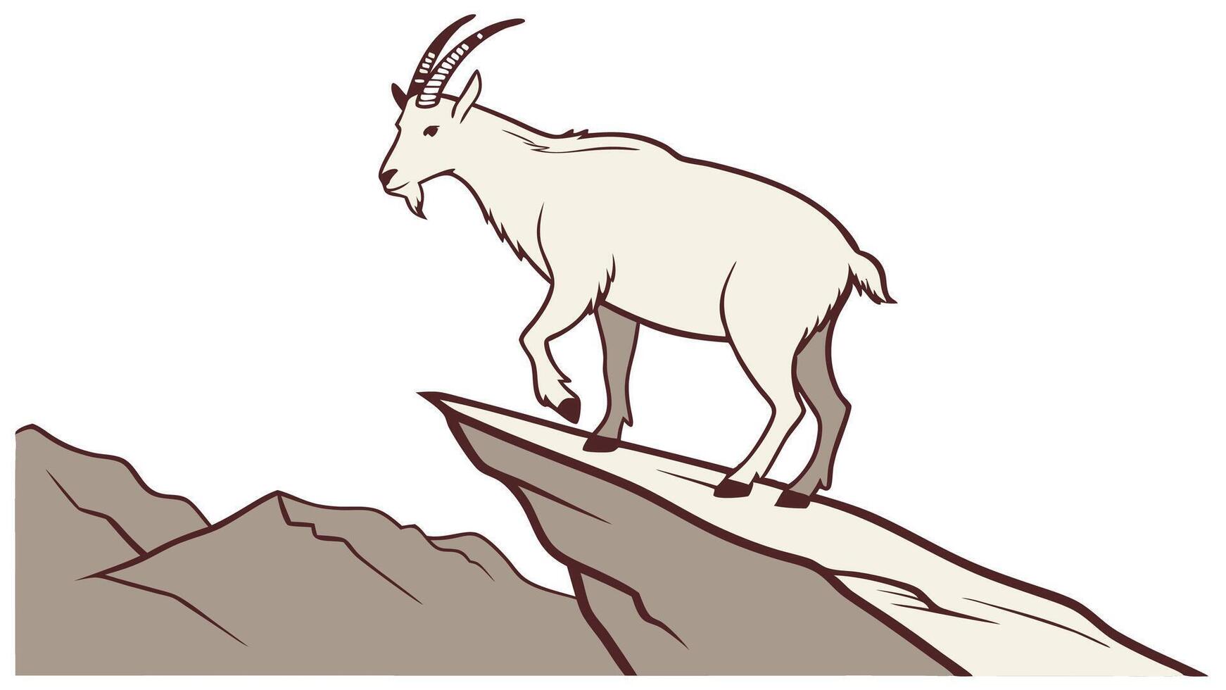 Mountain Goat Standing on Rocky Cliff Edge vector