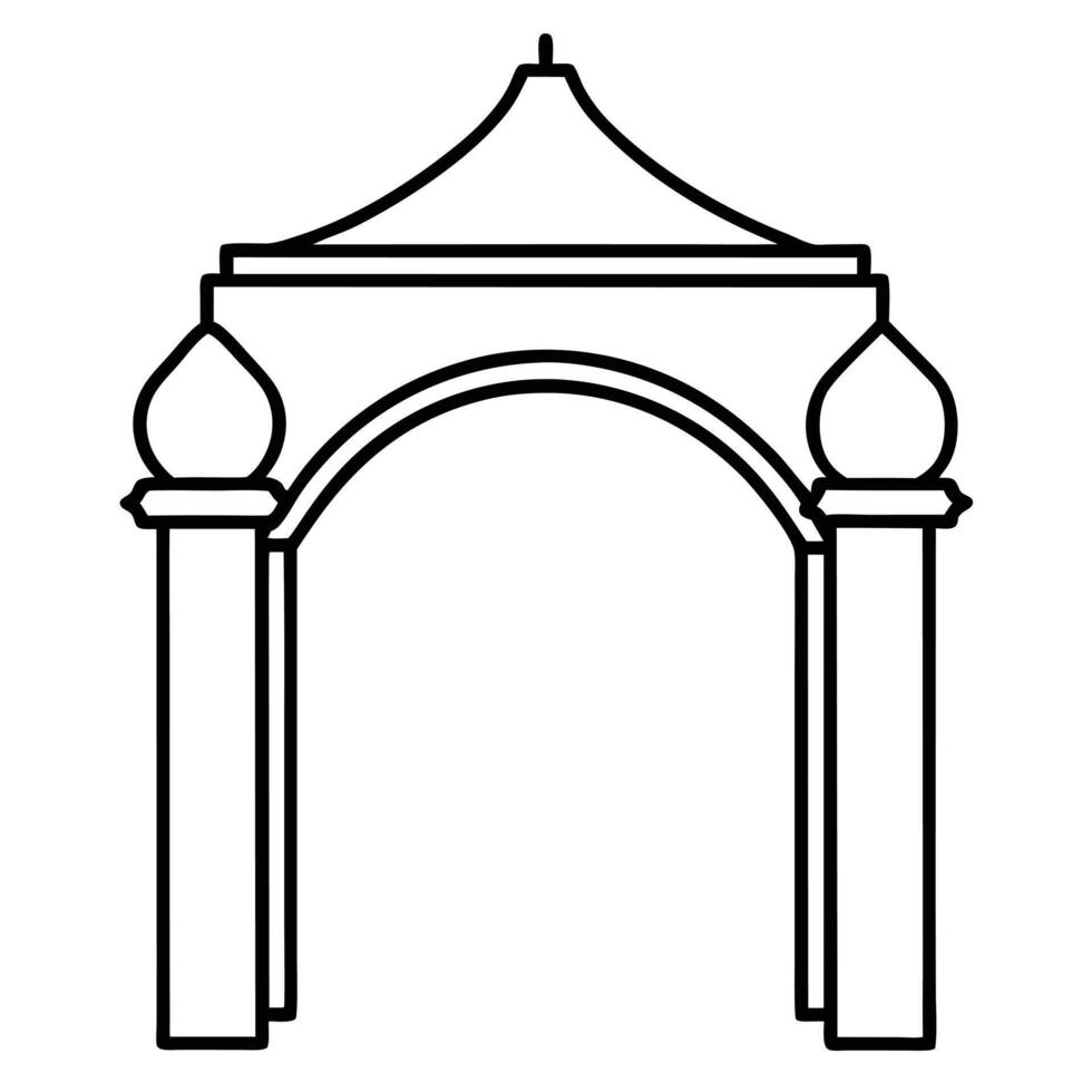 Simple Line Art of a Traditional Archway with Elegant Details vector