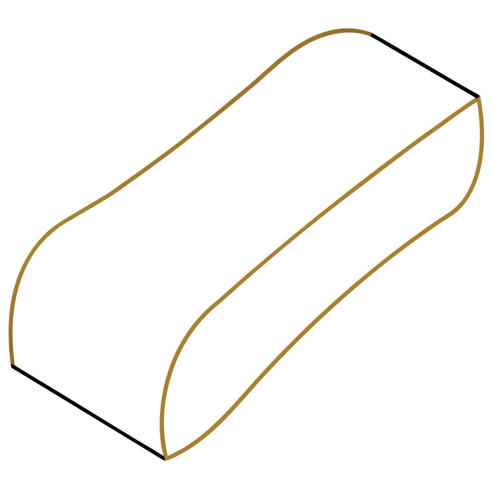 Minimalist Gold Ingot Outline with Curved Lines on White Background vector