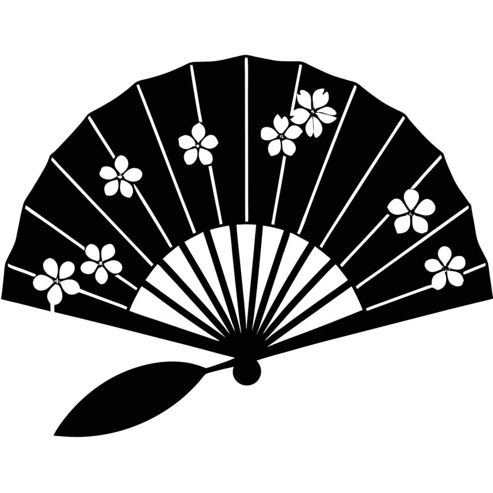 Folding Fan Adorned with Cherry Blossoms on White Background vector