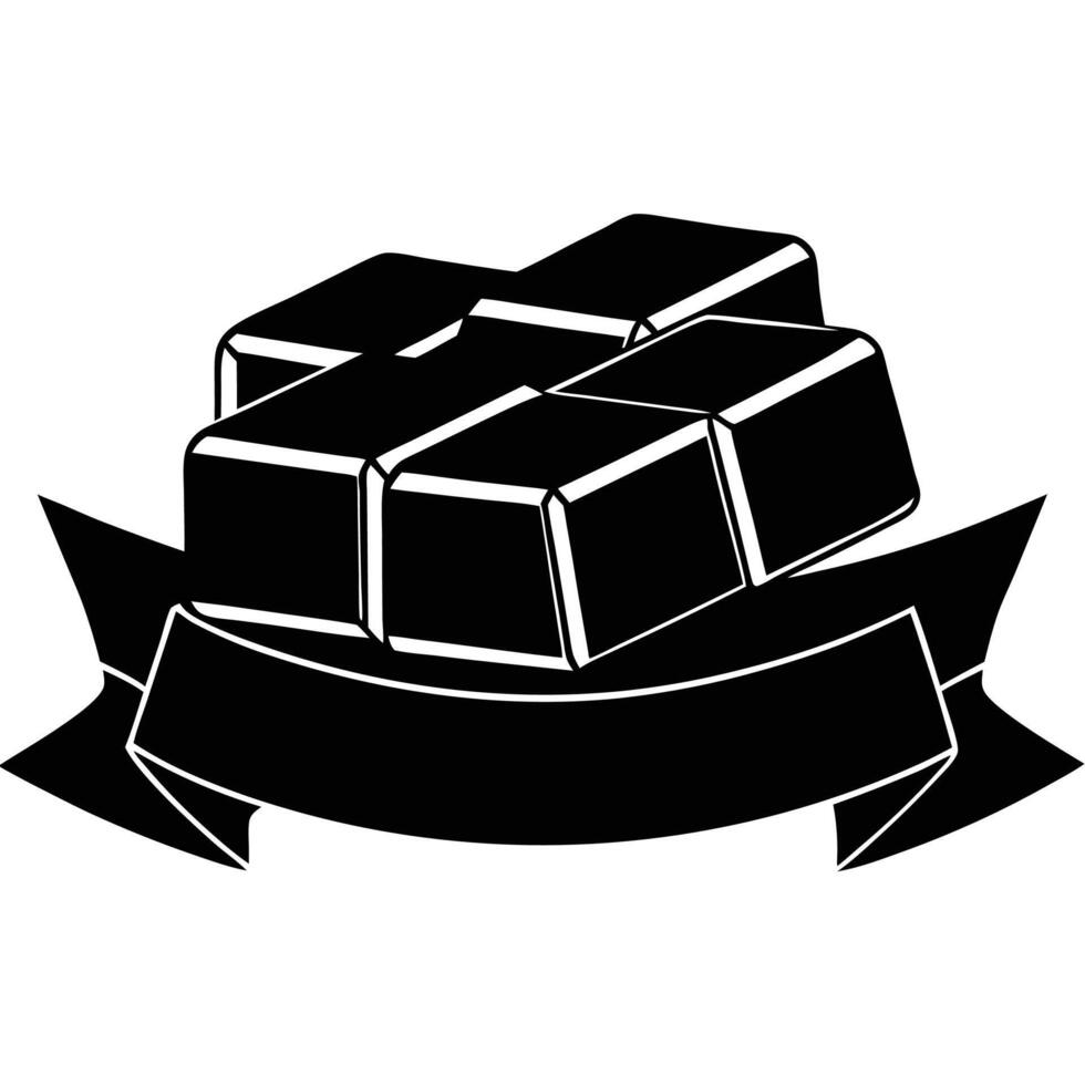 Golden Bars Tied with a Ribbon in Line Art on White vector
