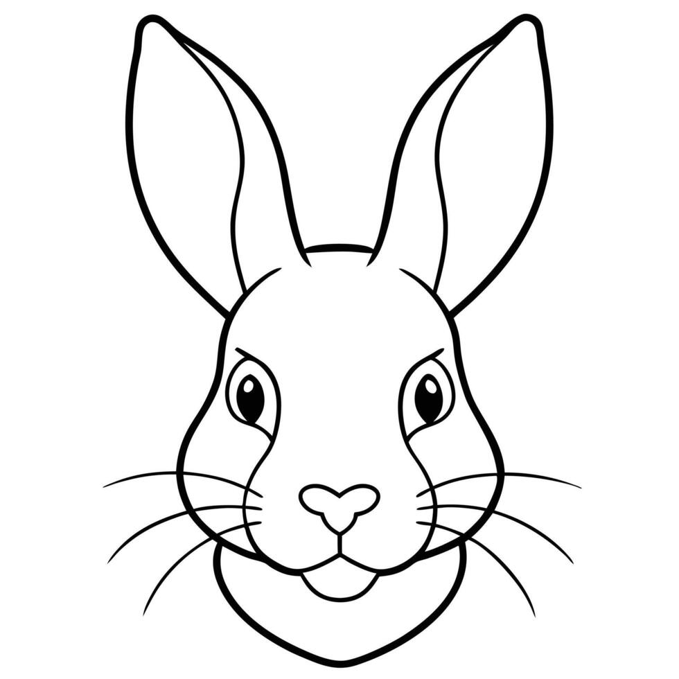 Line Art of a Close-up of a Zodiac Rabbit's Face on White Background vector