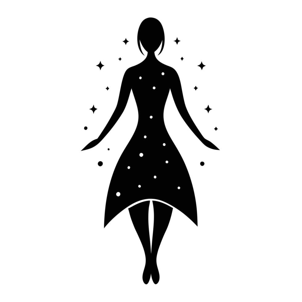 Feminine Silhouette Surrounded by Sparkles vector