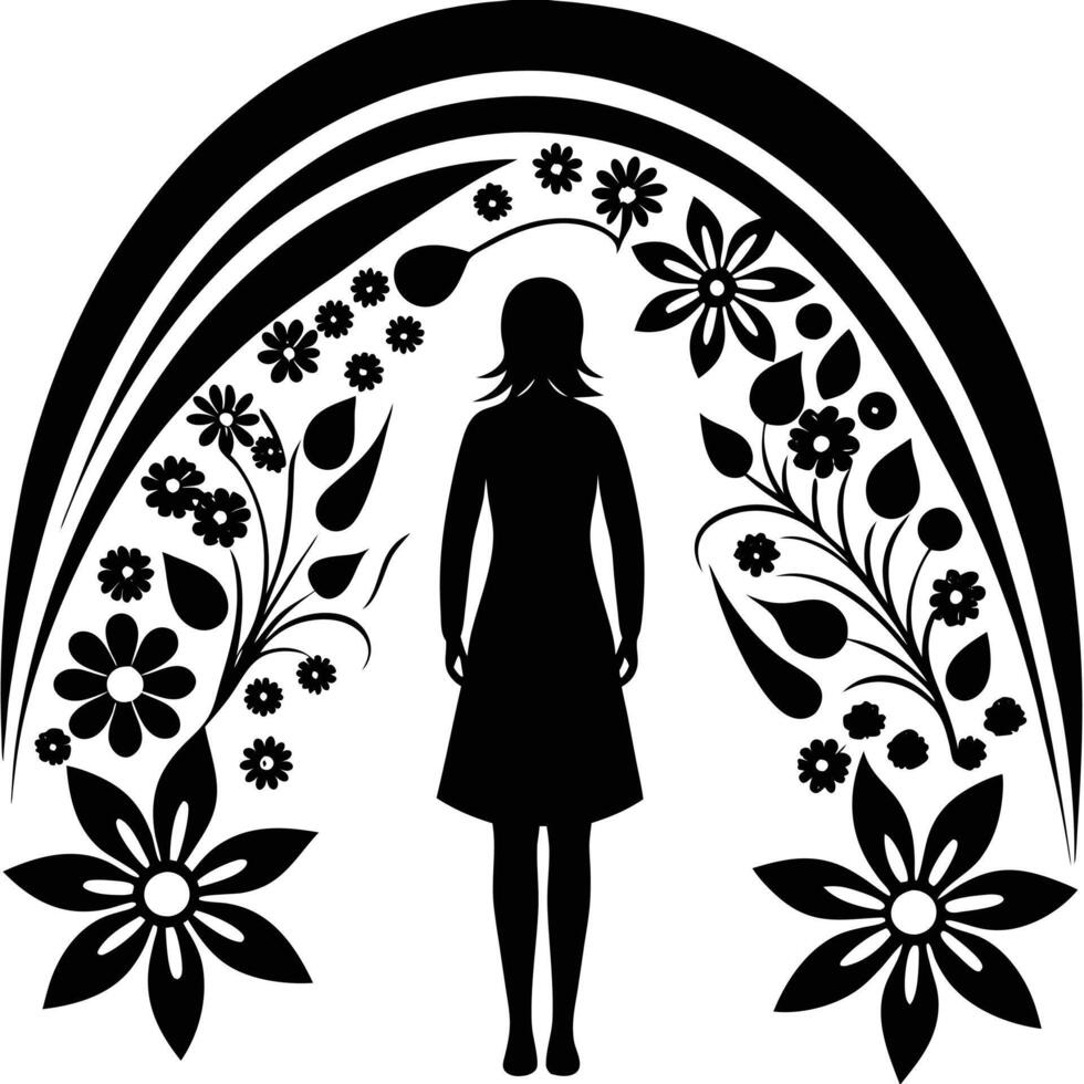 Woman Under Rainbow vector