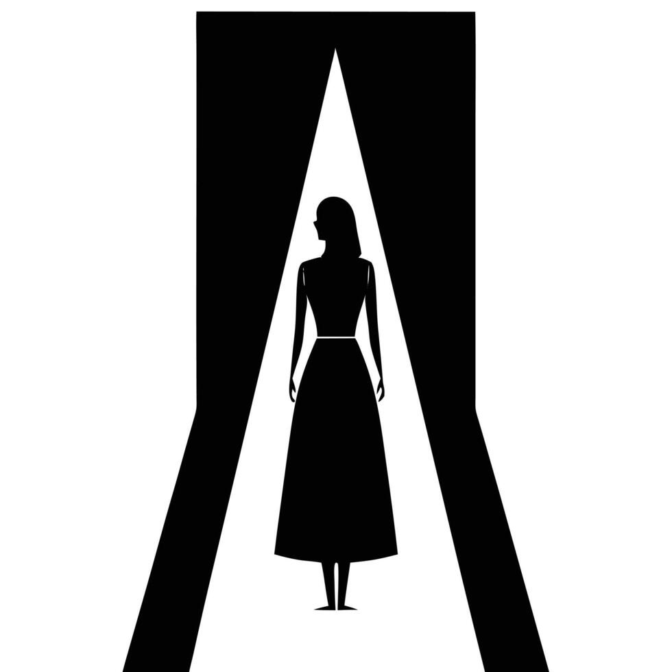 Woman in Doorway of Light vector